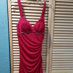 Red Cocktail Dress, Betsy & Adam by Linda Bernell, Size 8 (7-8) Made in the USA